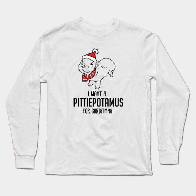 Funny Christmas Pitbull, Pittiepotamus for Christmas Long Sleeve T-Shirt by sockdogs